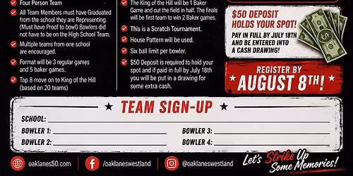 Oak Lanes High School Reunion Bowling Tournament — sport in Westland