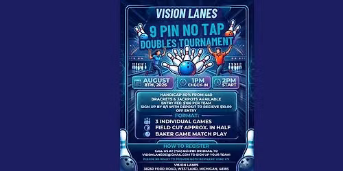 Vision Lanes 9 Pin No Tap Doubles Tournament — Uitgaan in Westland